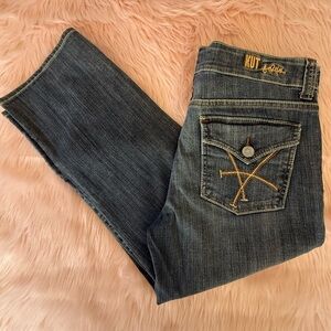 Kut From The Kloth Blue Denim Cropped Jeans with Embroidered Pocket Size 4